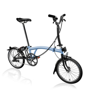 Brompton C-Line Explore - Black Edition (6 speed)-Folding Bikes-Brompton-Cloud Blue-Low-Bicycle Junction